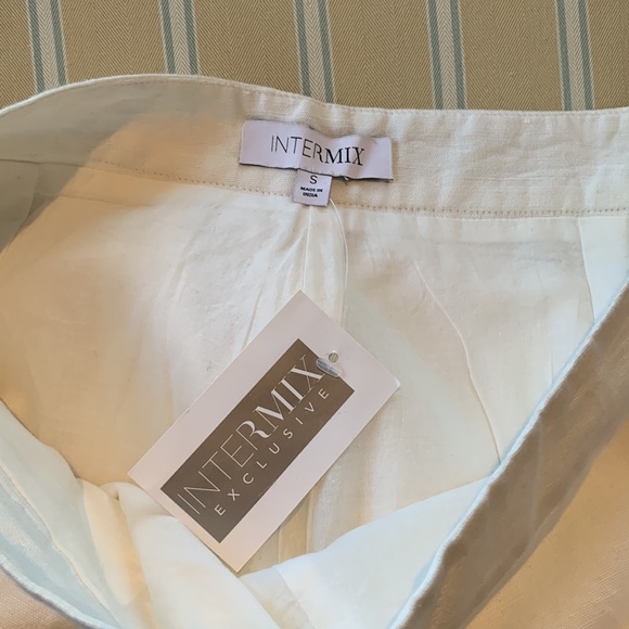 INTERMIX KAYLA EMBROIDERED WHITE COTTON LINEN BLEND SHORTS FULLY LINED SIZE 4 - Picture 13 of 16